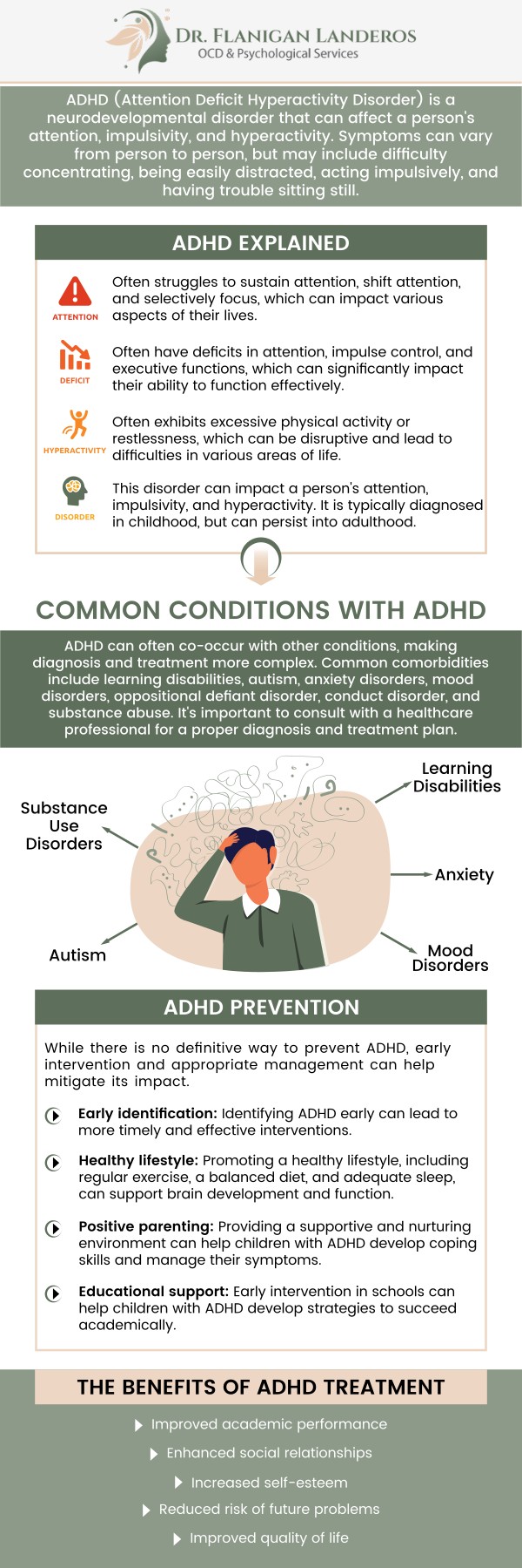 ADHD is a neurodevelopmental disorder characterized by symptoms of inattention, hyperactivity, and impulsivity. It can impact daily functioning in areas such as work and relationships. Dr. Katie Flanigan-Landeros, Clinical Psychologist, offers personalized treatment, including behavioral therapy, and lifestyle adjustments to manage symptoms effectively. For more information, contact us or schedule an appointment online. We are conveniently located at 400 Continental Blvd FL 6, Suite A El Segundo, CA 90245. ADHD is a neurodevelopmental disorder characterized by symptoms of inattention, hyperactivity, and impulsivity. It can impact daily functioning in areas such as work and relationships. Dr. Katie Flanigan-Landeros, Clinical Psychologist, offers personalized treatment, including behavioral therapy, and lifestyle adjustments to manage symptoms effectively. For more information, contact us or schedule an appointment online. We are conveniently located at 400 Continental Blvd FL 6, Suite A El Segundo, CA 90245.
